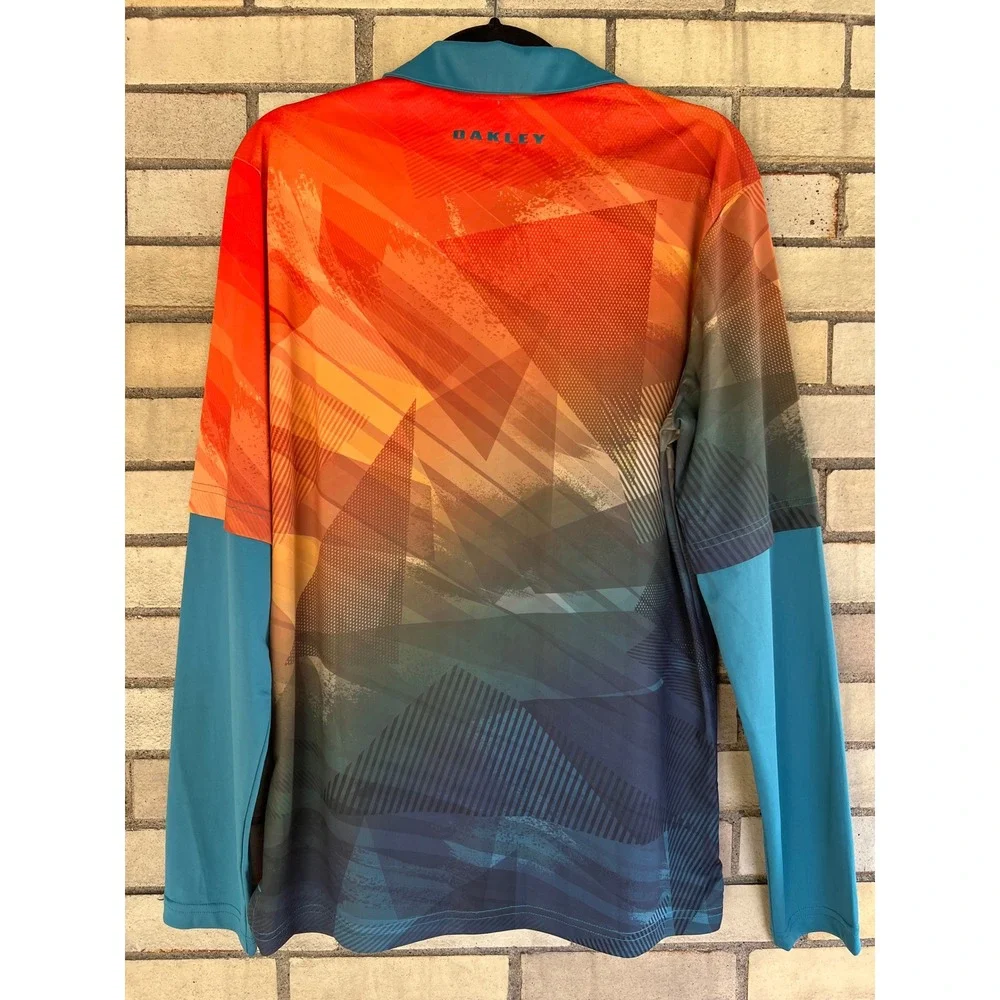 Oakley Graphic Golf Shirt Performance Fit Long Sleeve Polo Shirt Men's Medium - Picture 3 of 3
